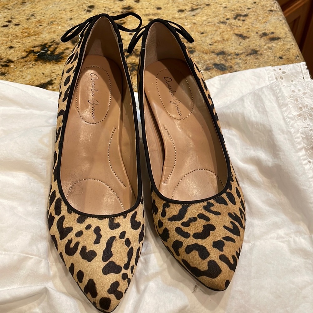 Amelia Grace calf hair Leopard Print heels pump shoes padded insoles Mobwife